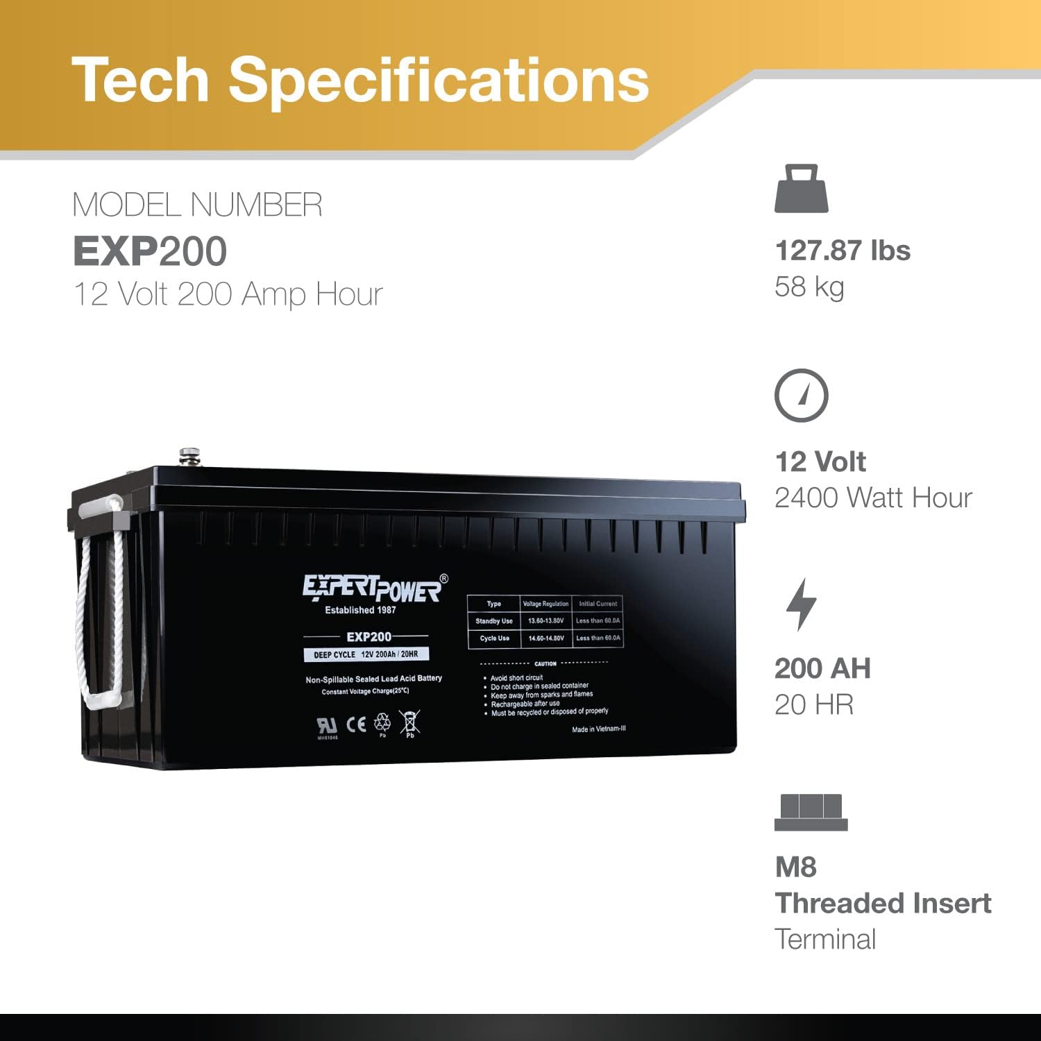 12V200Ah Sealed Lead Acid Deep Cycle Battery T176922
