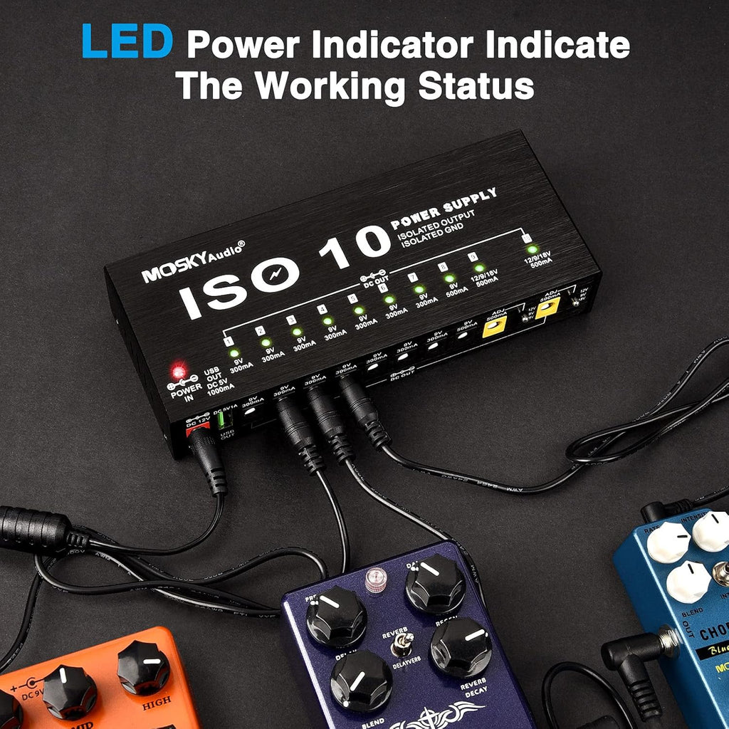 10 Isolated DC Output Guitar Pedal Power Supply O6456