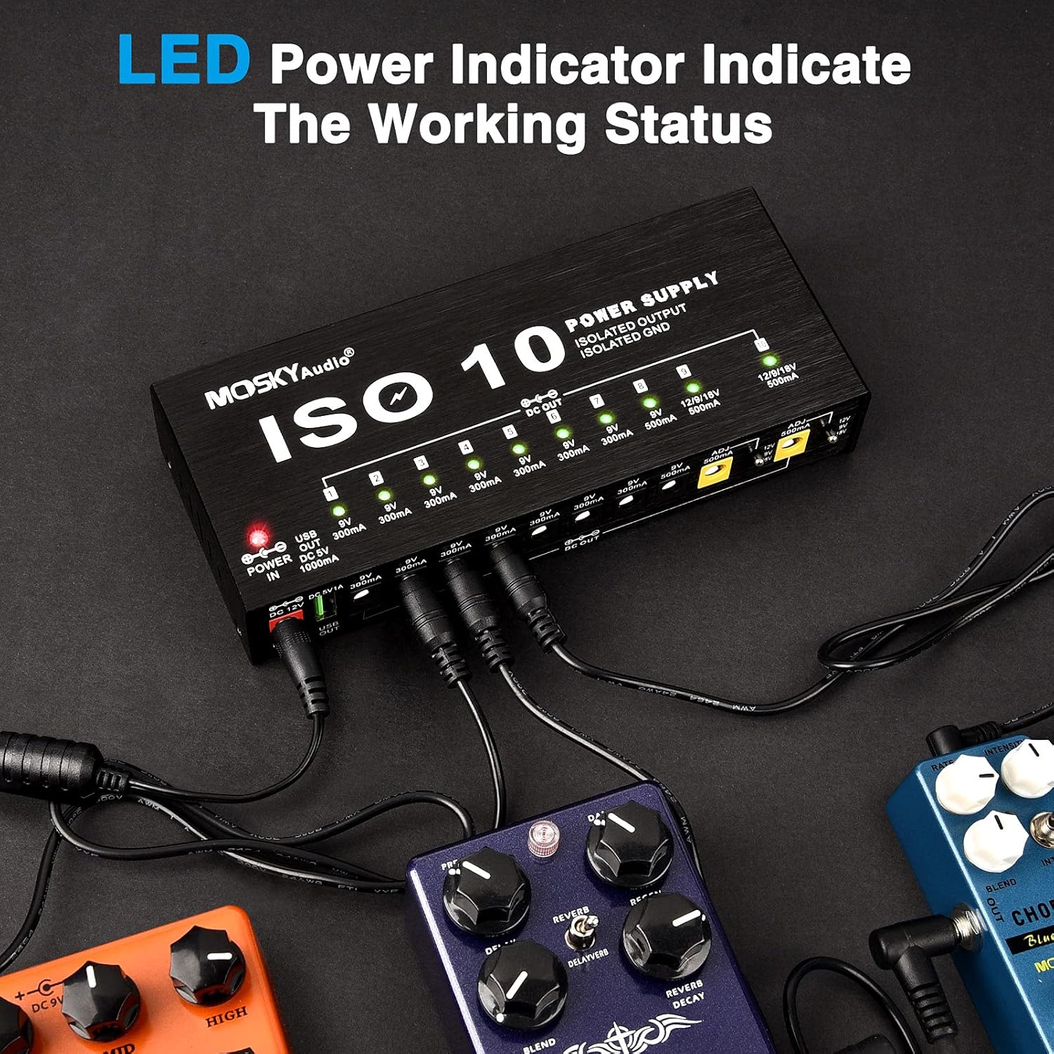 10 Isolated DC Output Guitar Pedal Power Supply O6456