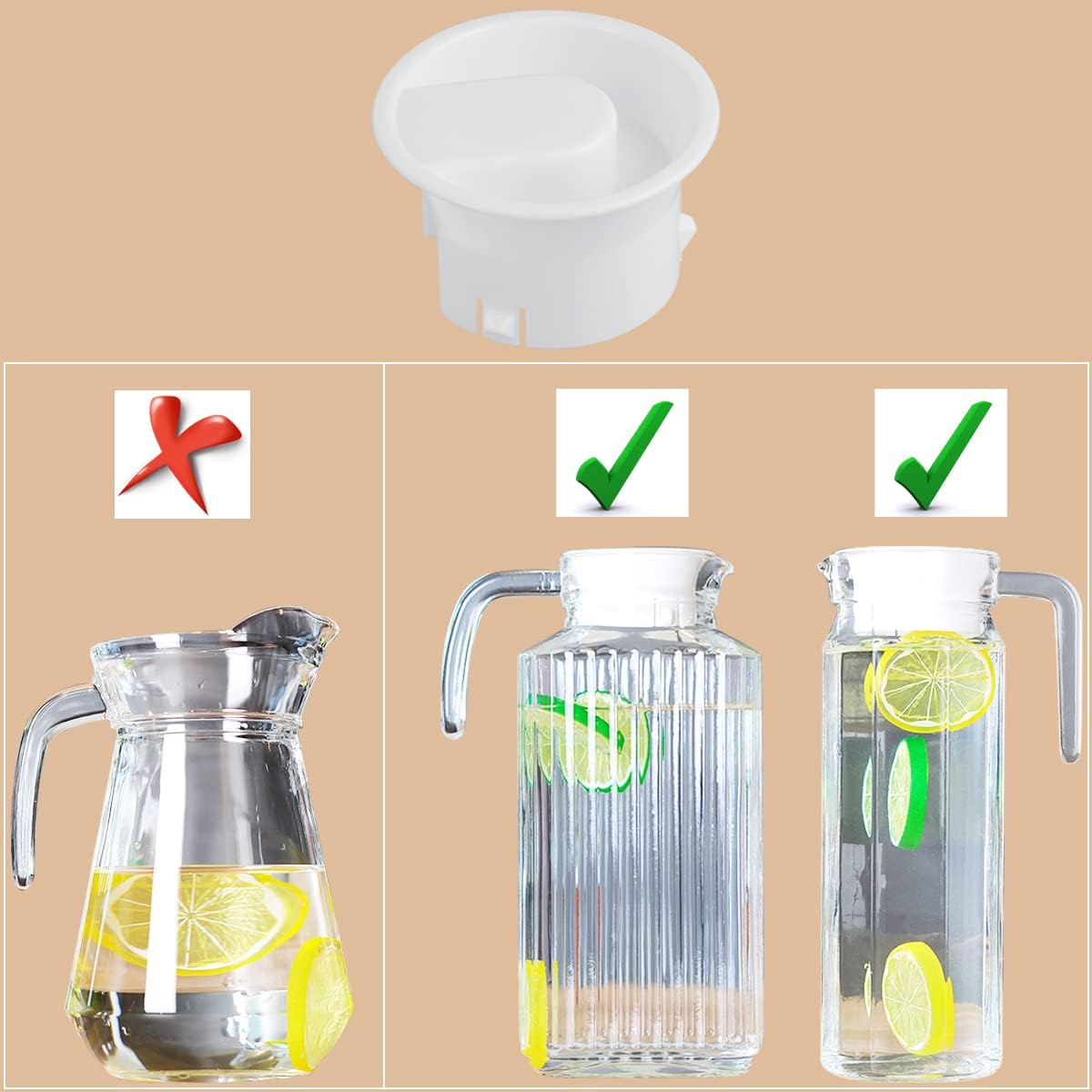 White 2 Pieces Water Pitcher Lids X867