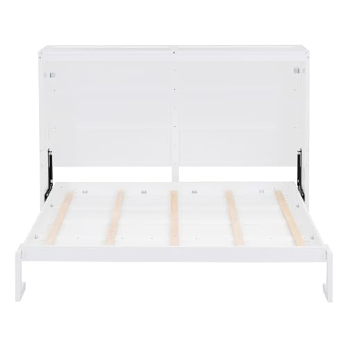 White Solid Wood Queen Size Foldable Platform Bed A328130