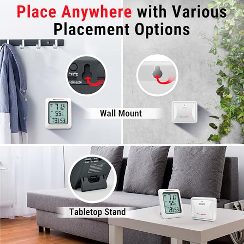 Digital Hygrometer Indoor Outdoor Thermometer Wireless Temperature and Humidity Gauge Monitor with 500ft Range X4745