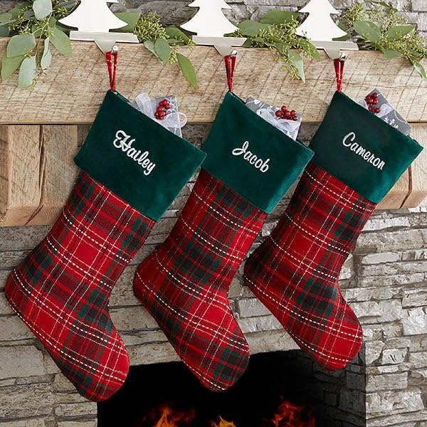 Emerald Green Velvet 17" L x 7.5" W Christmas Stocking C4641