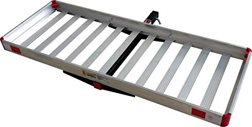 500-lb Capacity 50 inch x 22 inch Folding Aluminum Cargo Carrier Rack Basket with High Side Rails I72759