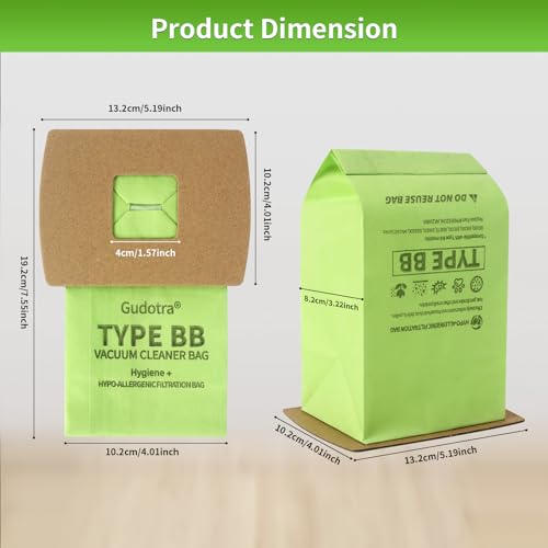 15 Pack Type BB Vacuum Bags with 3 Motor Filter Y4525