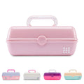 Pink Sparkle Hard Plastic Makeup Box with 2 Swivel Trays C7327