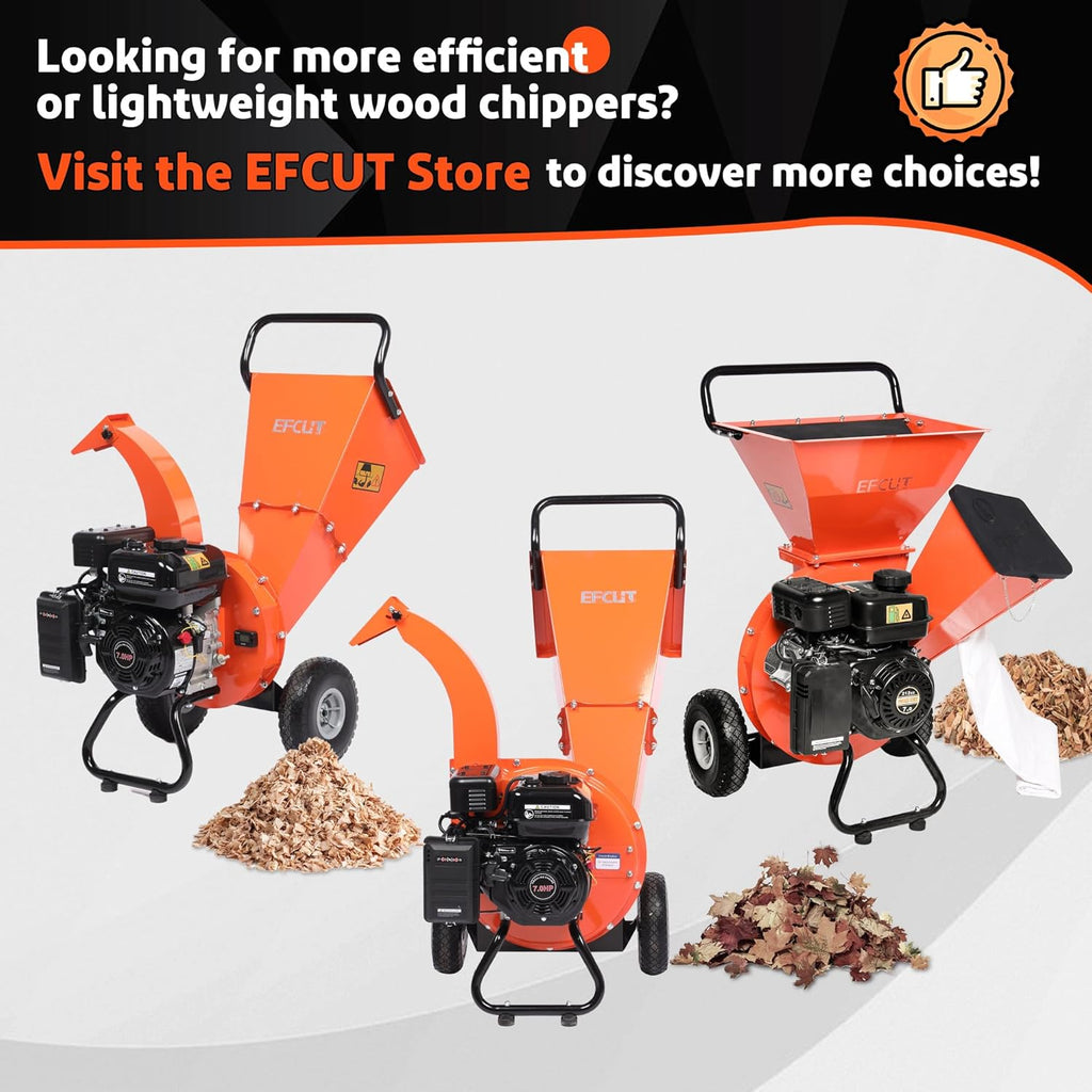3-in-1 Wood Chipper Shredder Mulcher with Blade Replacements (2 Sets) N458