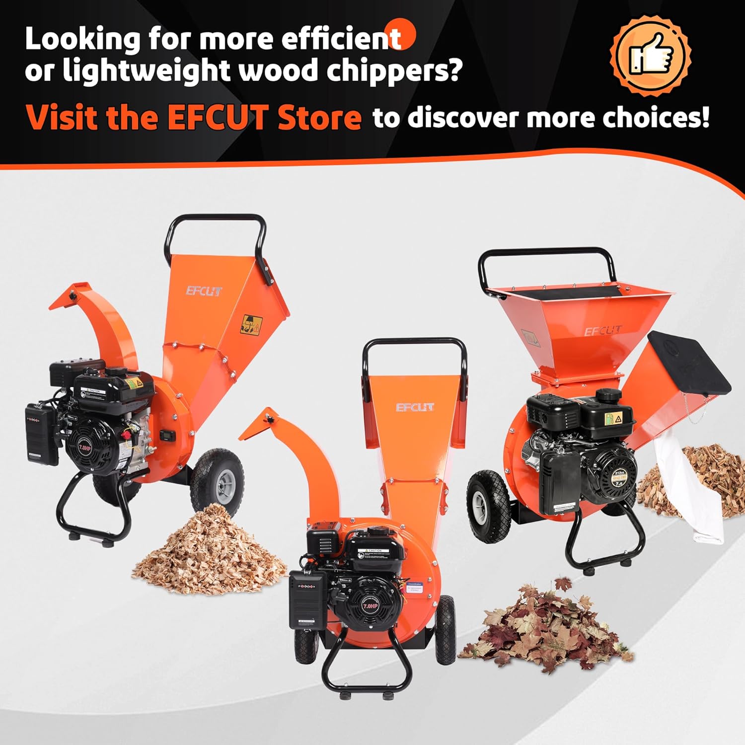 3-in-1 Wood Chipper Shredder Mulcher with Blade Replacements (2 Sets) N458