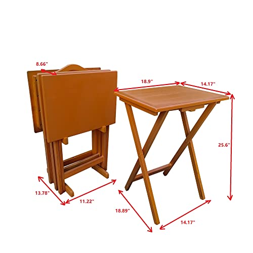 Set of 4 Solid Wood Folding TV Tray Table C9474