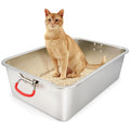 Stainless Steel Cat Litter Box, 20" x 14" x 6" Large Metal Litter Box X573