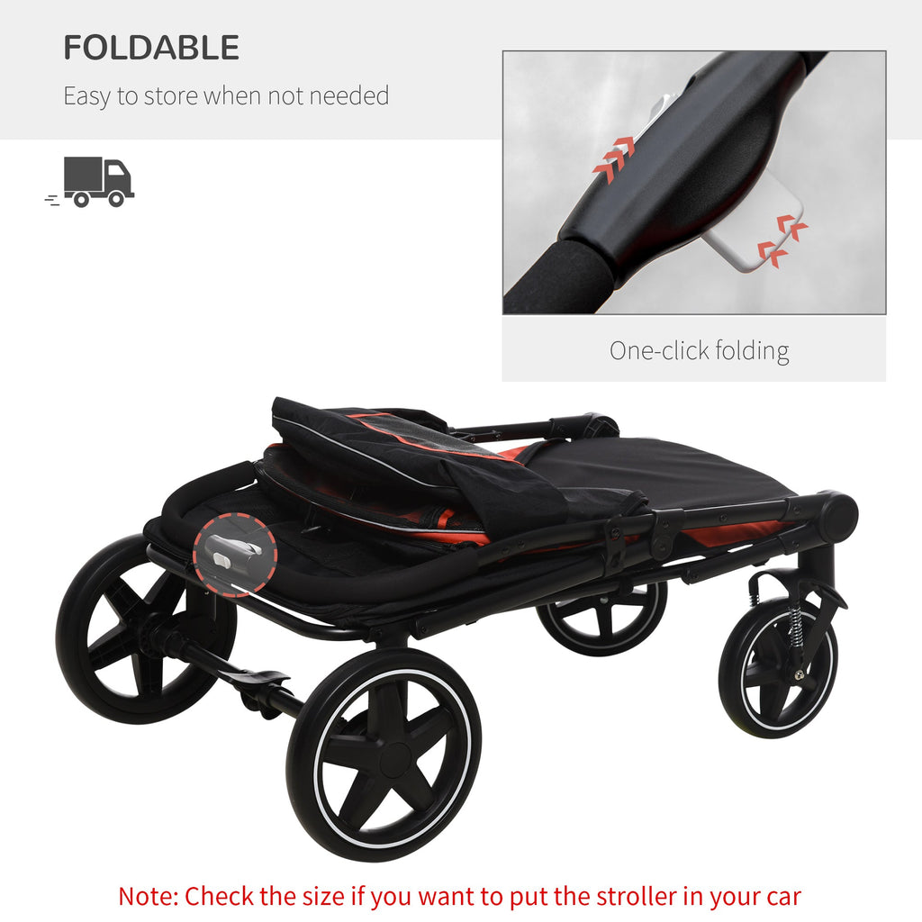 Gray Foldable Pet Stroller with 2 Safety Lashes R808268