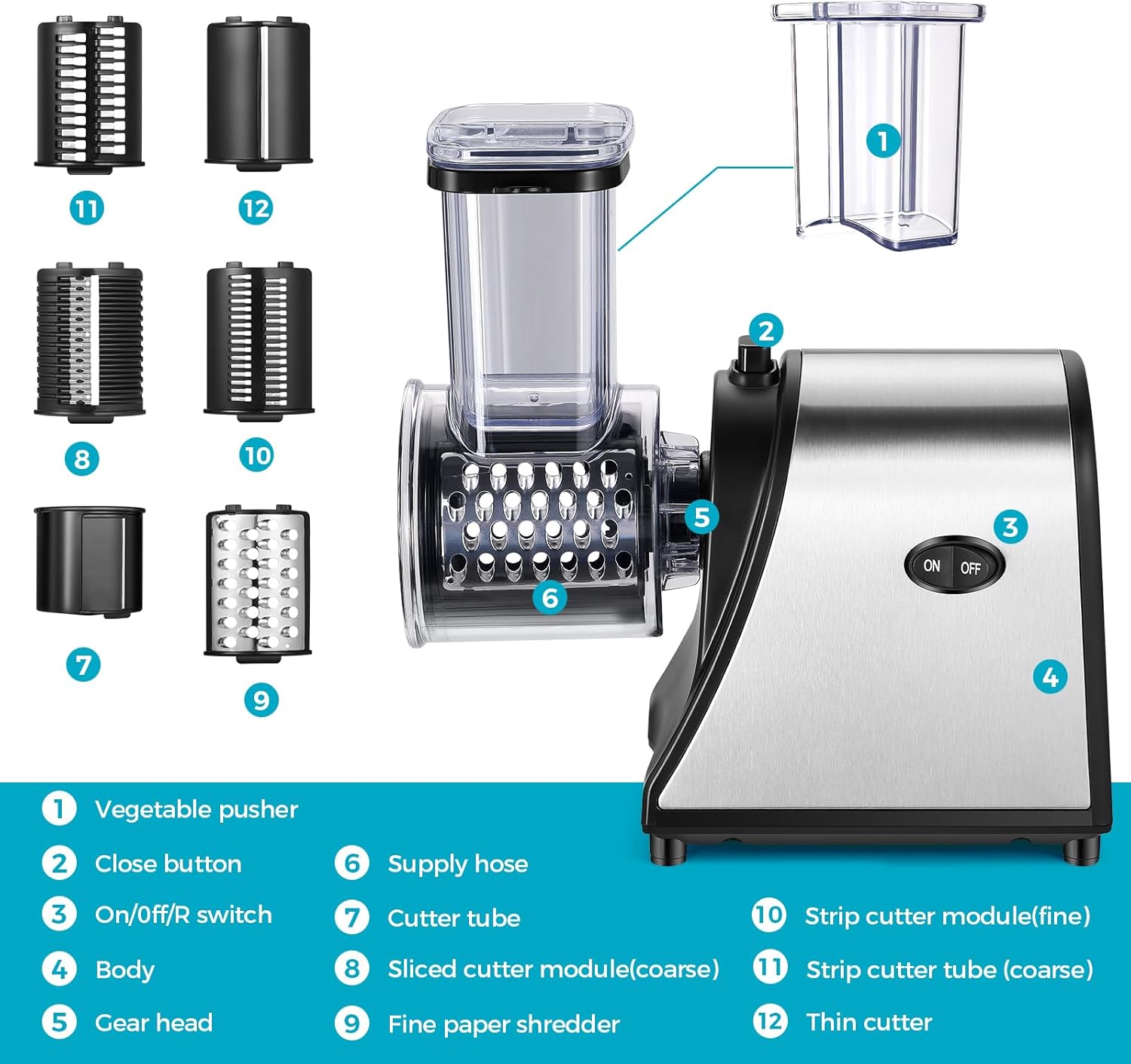 250W Electric Cheese Grater Slicer Shredder U618664