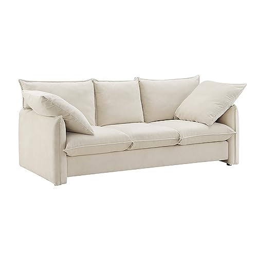 Grey Velvet 3-in-1 Convertible Sleeper Sofa with Storage and 2 Pillows W883