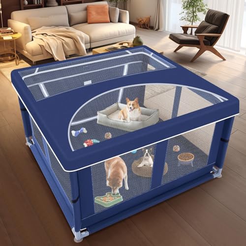 42x42x25.6 Inches Dog Playpen with Gate J6756
