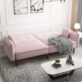 Pink Velvet Convertible Sofa Bed with Magazine Bag N1020