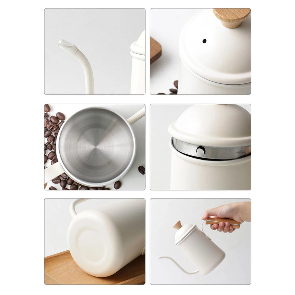 Beige Stainless Steel Gooseneck Coffee Kettle O311040