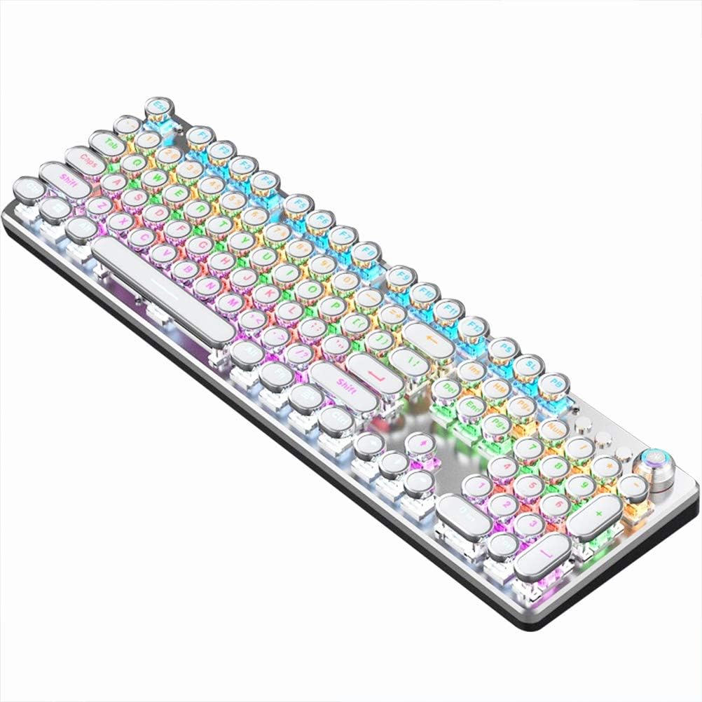 White 104 Keys Mechanical Keyboard with Blue Switch V620