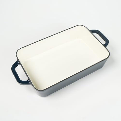 Red Enameled Cast Iron Rectangle Roasting Pan L44369