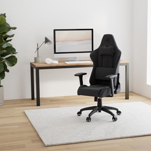 Gray and Black Fabric Gaming Chair with Lumbar Pillow and Neck Pillow T121