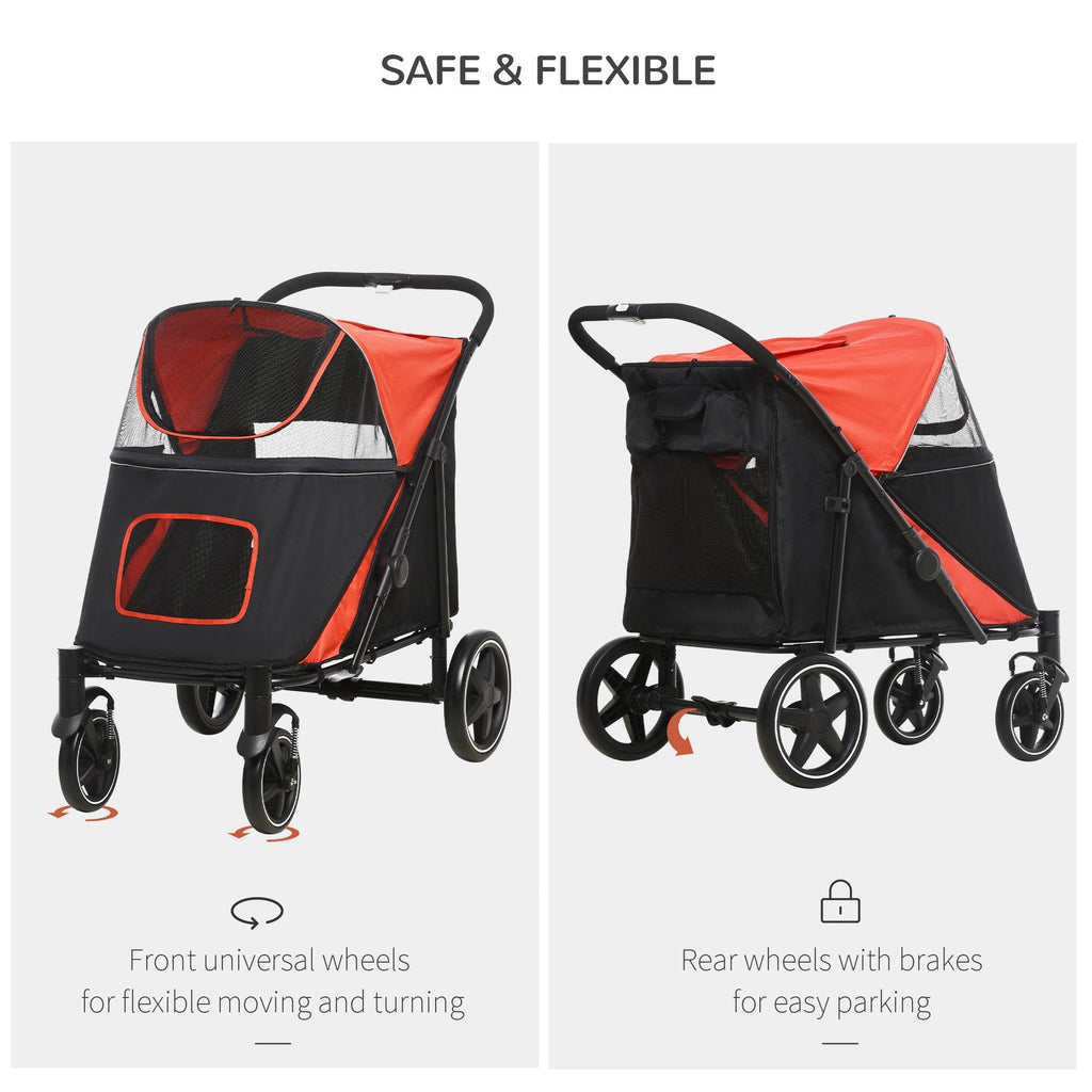 Gray Foldable Pet Stroller with 2 Safety Lashes R808268