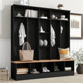 White Hall Tree with Shoe Storage Bench and Coat Rack Y24319