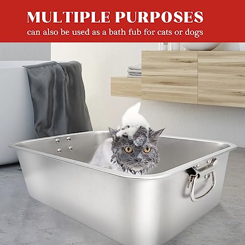 Stainless Steel Cat Litter Box, 20" x 14" x 6" Large Metal Litter Box X573