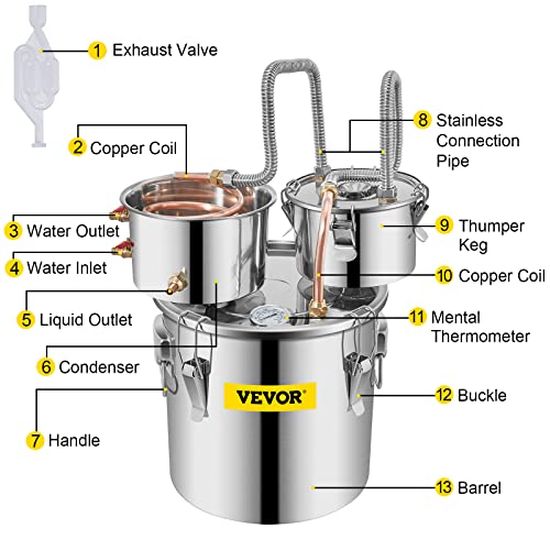 Stainless Steel Alcohol Distiller with Copper Tube and Circulating Pump, 3 Pots L33815