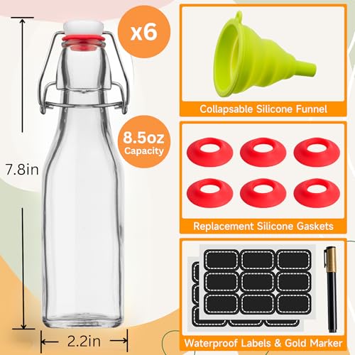 Set of 6 8.5 oz Swing Top Glass Bottles N2196