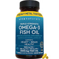 Triple Strength Omega 3 Fish Oil Supplement - 2500 mg with EPA, DHA, DPA - 90 Softgels M1756