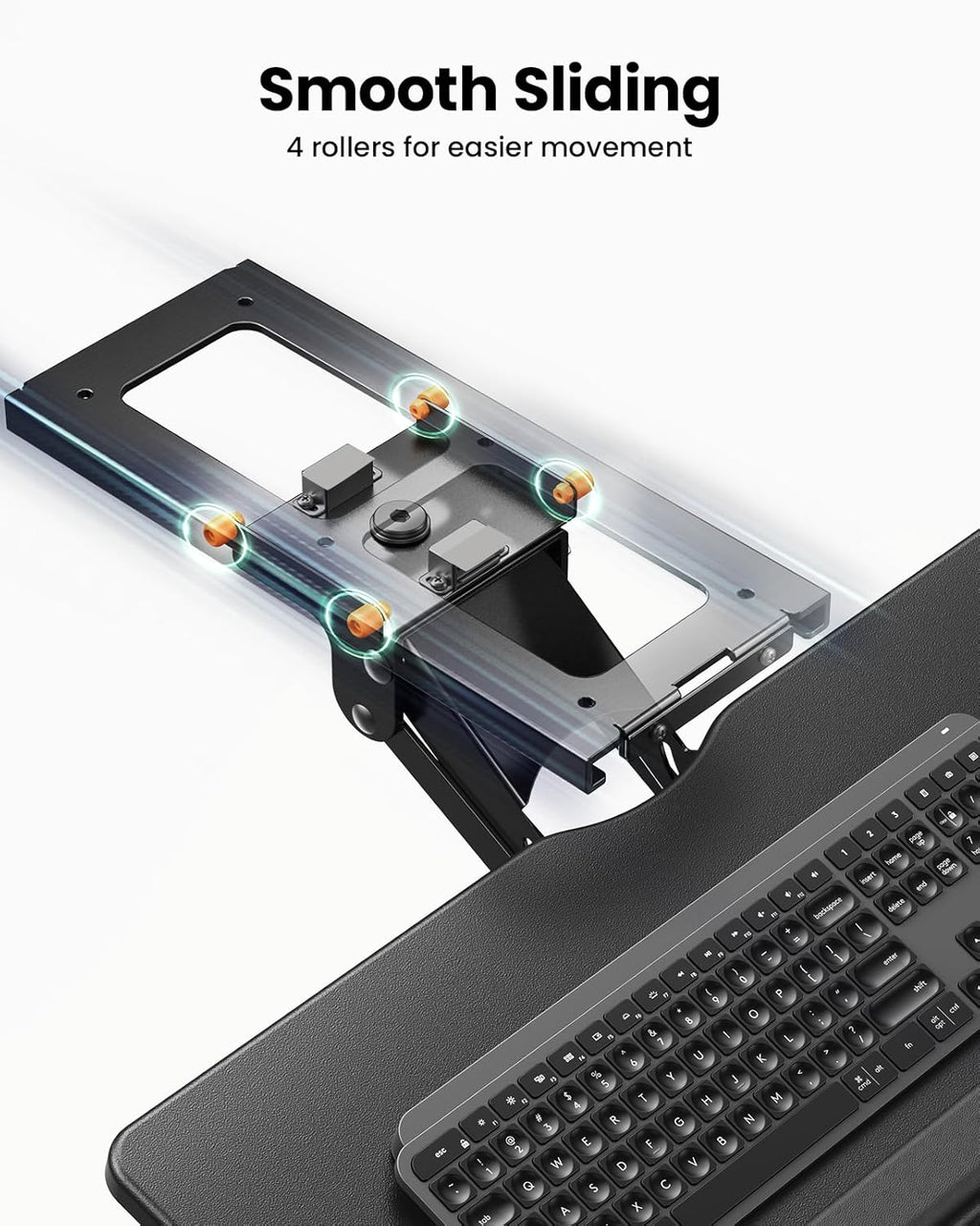 Black Sliding Keyboard & Mouse Tray, 24.99” W x 9.84” D Q891