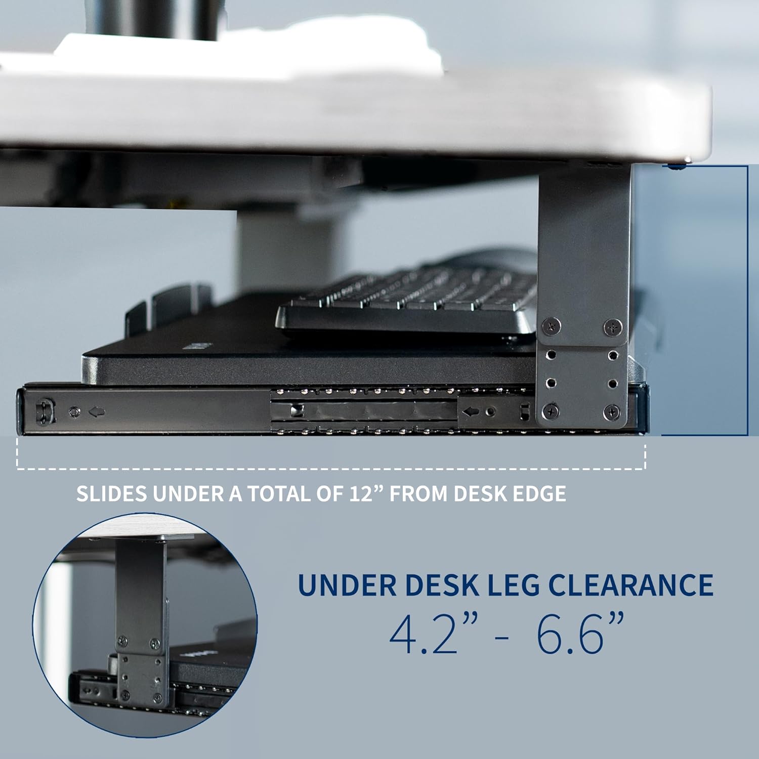 Large Height Adjustable Under Desk Keyboard Tray, 27 x 11 inch, Black S340543
