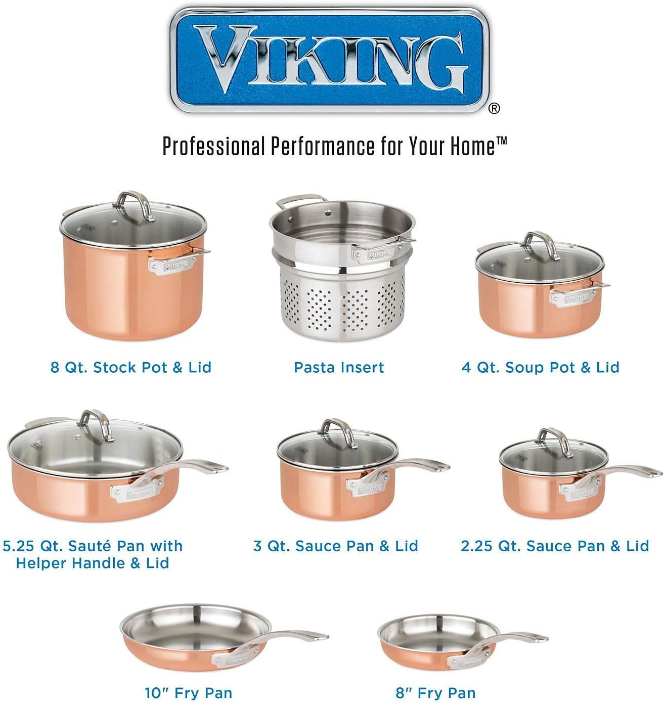 13-Piece Tri-Ply Copper Cookware Set O72127