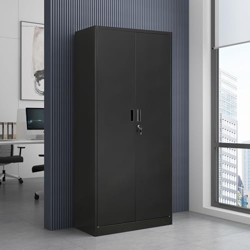 72" Lockable Steel Storage Cabinet with Doors and Shelves O65639