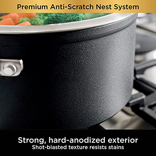 10 Piece Hard Anodized Nonstick Pots & Frying Pans Set with Glass Lids Y679