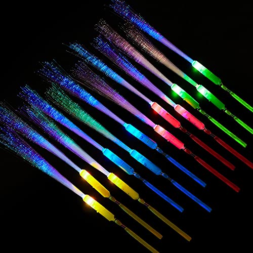 10 Pieces Fiber Optic Wand Light up Glow Stick LED Colorful Flashing Wands Z89701