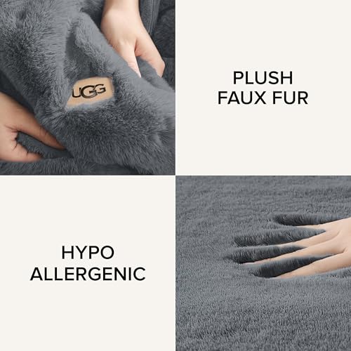 Charcoal Dark Grey 50-inch x 70-inch Faux Fur Throw Blanket A155215