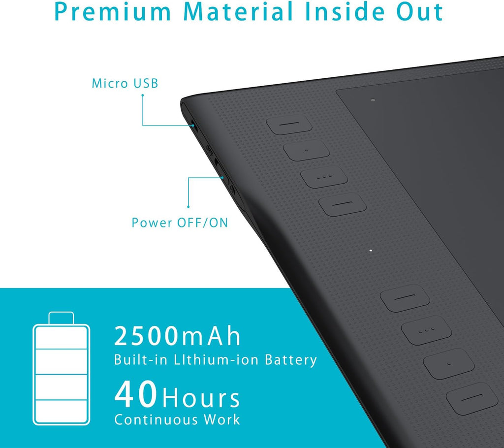 Wireless Graphic Drawing Tablet with 8192 Pressure Sensitivity, 11 x 6.87 inches N49230