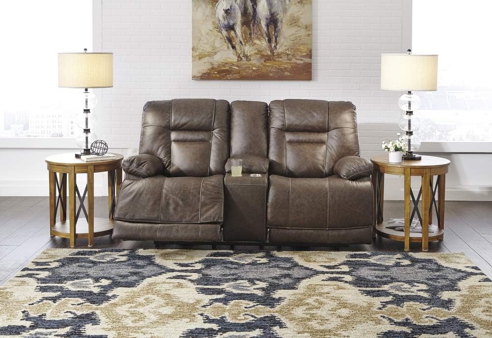 Brown Leather Power Reclining Loveseat R63323