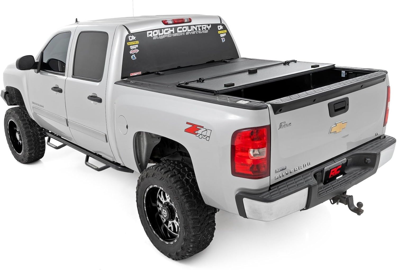 Hard Tri-Fold Flip Up Truck Bed Tonneau Cover for 5'9 Bed w/Rail Caps L64253