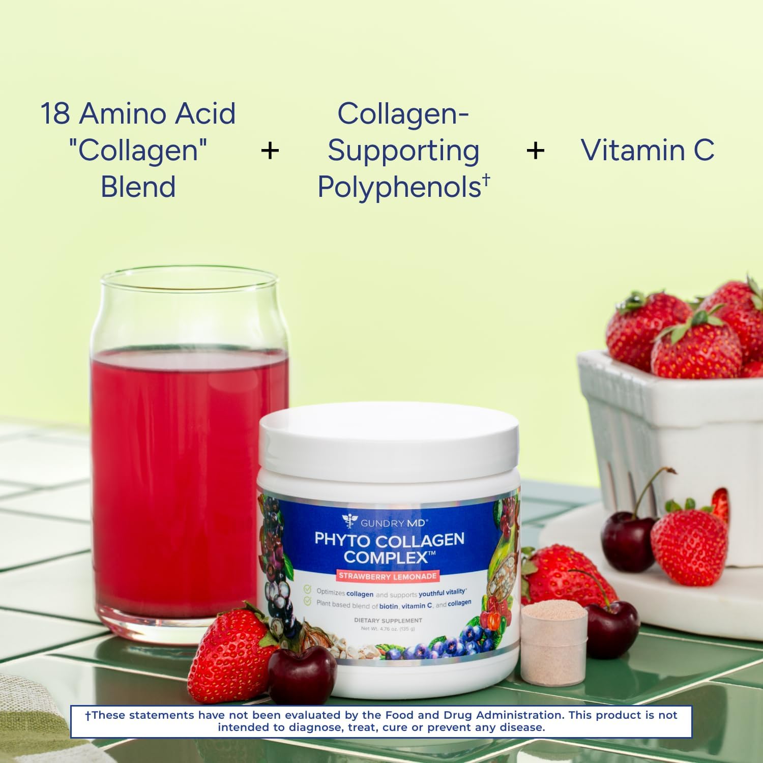 Strawberry Lemonade Multivitamin Powder Supplement with Vitamin C, Amino Acids, and Polyphenols (30 Servings) R3563