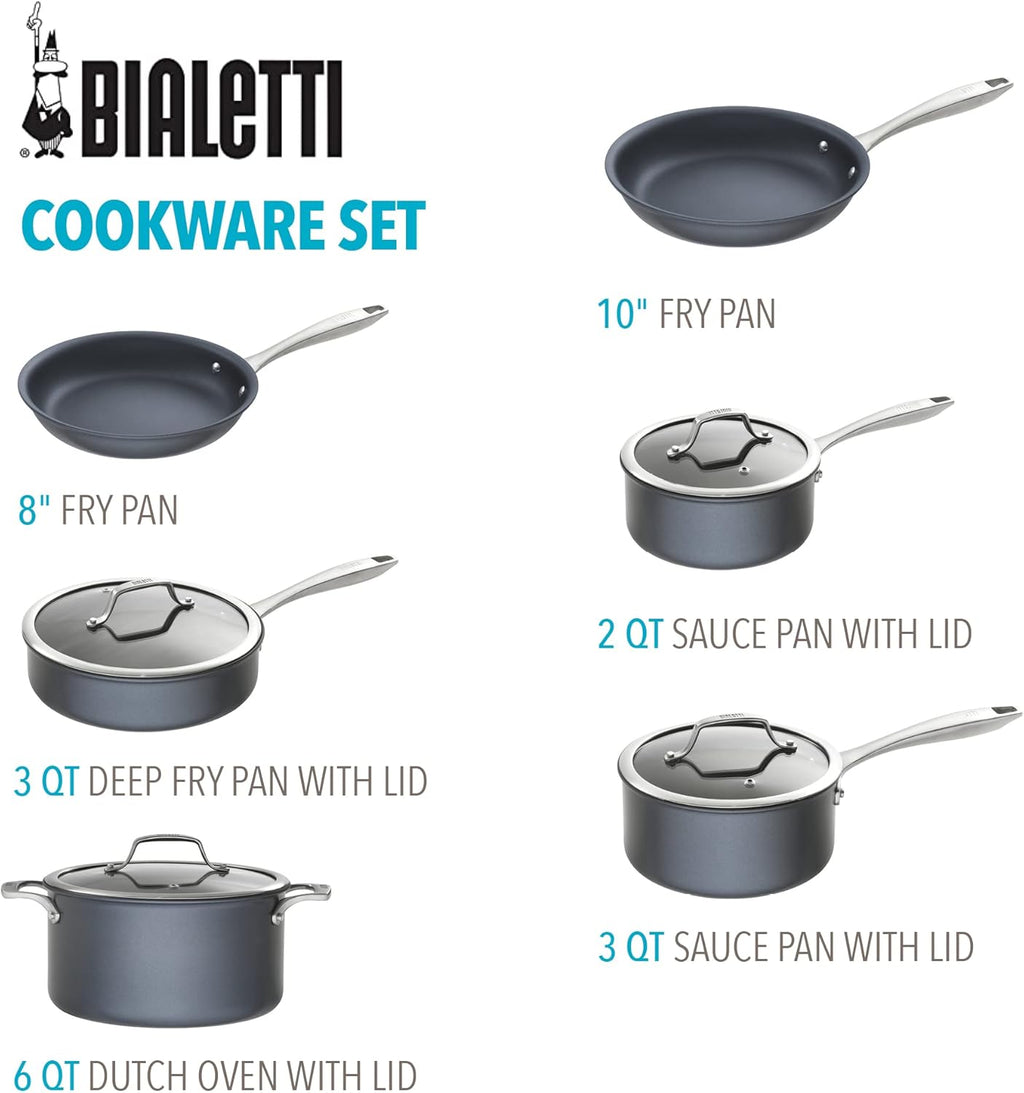 Gray Hard Anodized Nonstick 10-Piece Cookware Set F877586