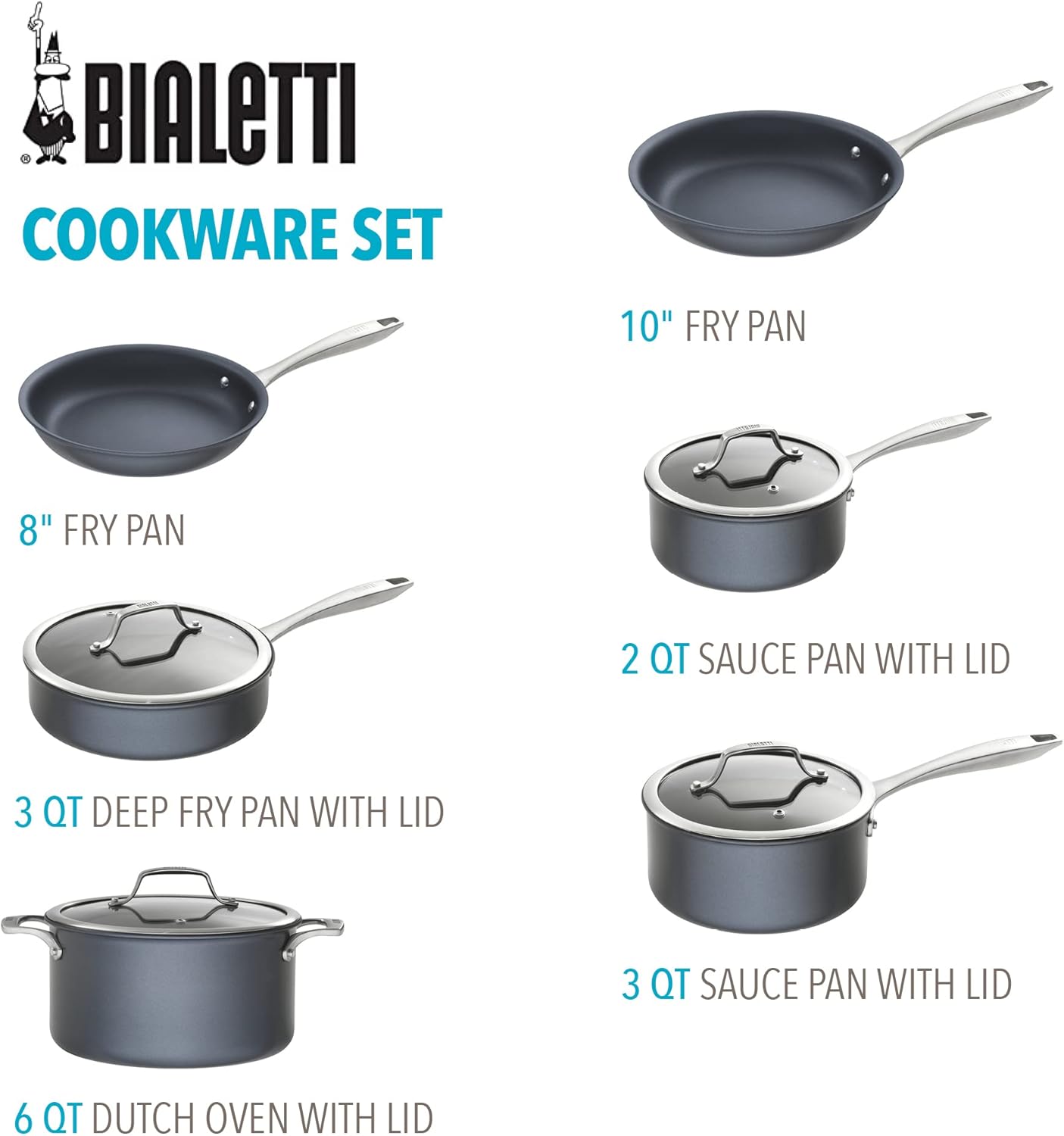 Gray Hard Anodized Nonstick 10-Piece Cookware Set F877586