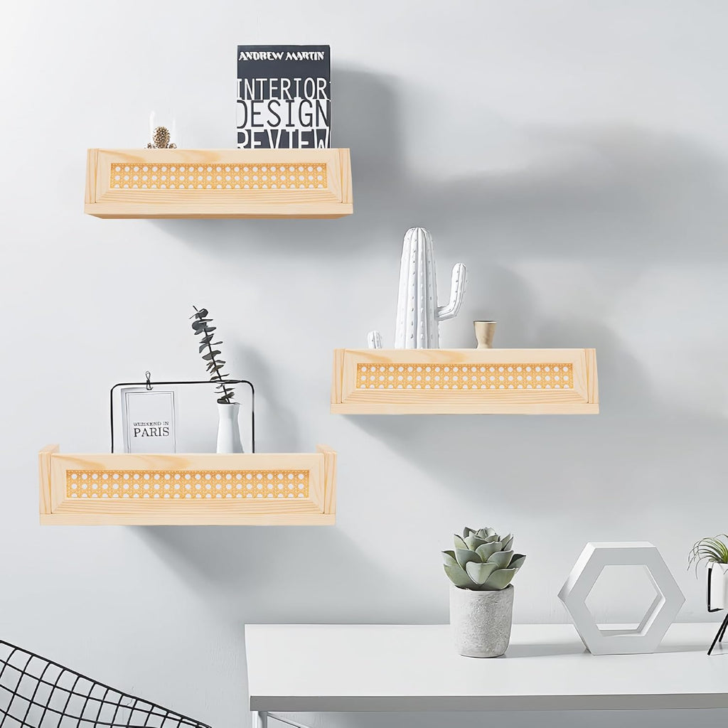 16" Rattan Shelf Set of 3 F158924