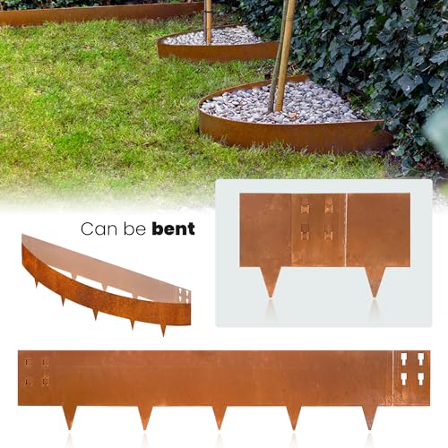 Corten Steel Landscape Edging 40 Inch Strips 8 Inch Depth 6 pcs Y242907