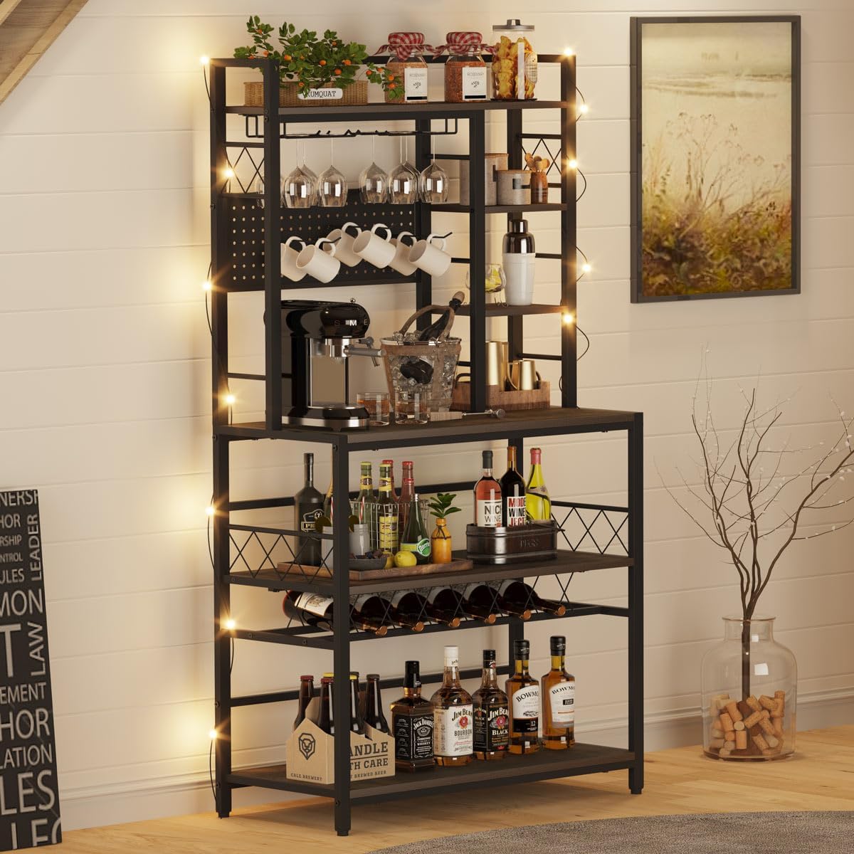 Gold Bar Cart with Wine Rack J535