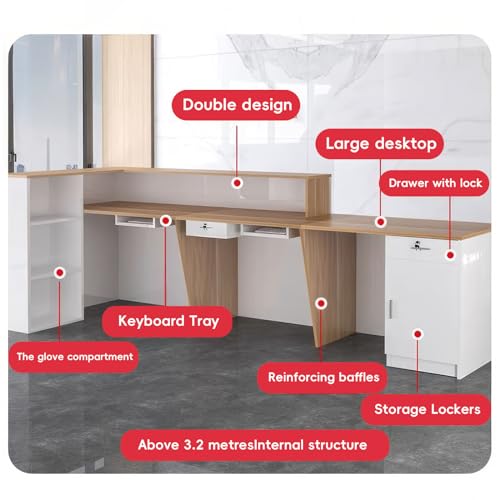 L-Shaped Reception Desk with Counter and Drawers E2222