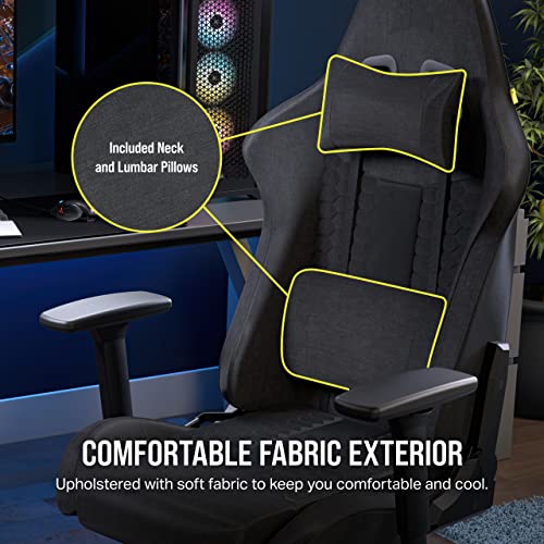 Gray and Black Fabric Gaming Chair with Lumbar Pillow and Neck Pillow T121