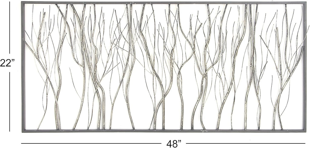 Silver Metal Wall Sculpture 48 x 22 Inch G3472
