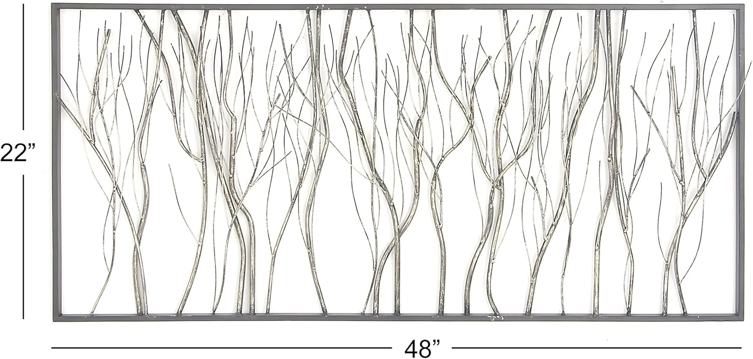 Silver Metal Wall Sculpture 48 x 22 Inch G3472