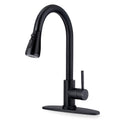 18/10 Stainless Steel Matte Black Kitchen Sink Faucet with Pull Down Sprayer I5373